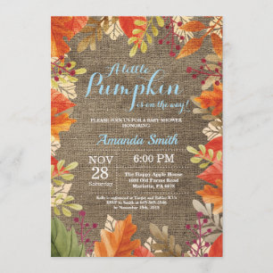 Automne Burlap Boy Baby shower Invitation