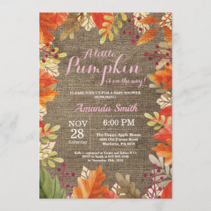 Automne Burlap Fille Baby shower Invitation