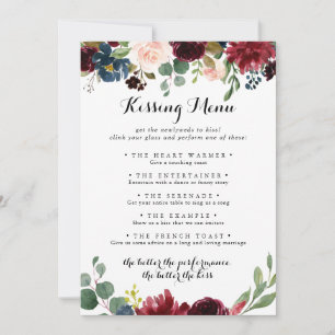 Automne Calligraphie Mariage Kissing Menu Carte de