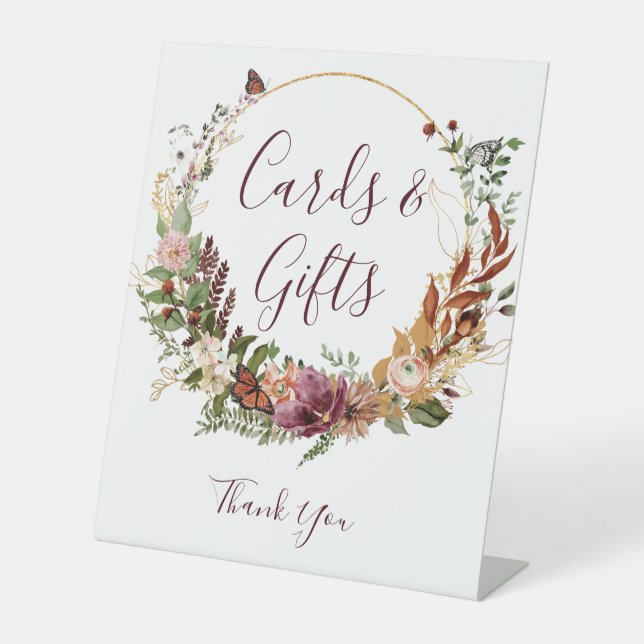 Automne Cartes Florales Cadeaux Panneau Pedestal (Recto)