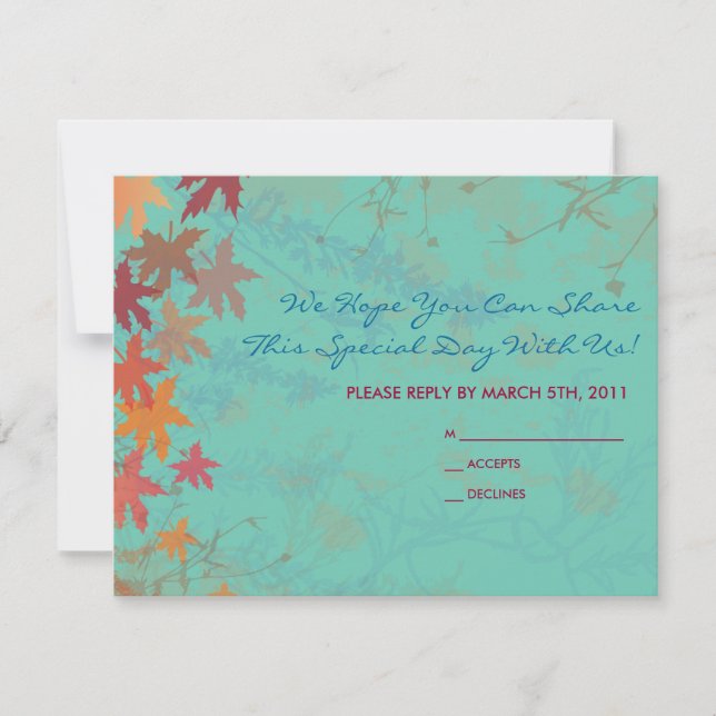 Automne Chute Bat mitzvah Feuille CARTE DE RÉPONSE (Devant)