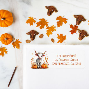 Automne Citrouille Aquarelle Texas Longhorn Calf