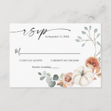 Automne Citrouille Automne Floral Wedding Carte RS