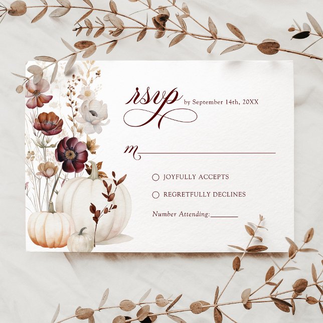 Automne Citrouille Fleur sauvage Mariage RSVP (Créateur téléchargé)