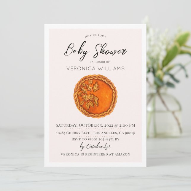 Automne Citrouille  Pie Baby shower Invitation (Debout devant)