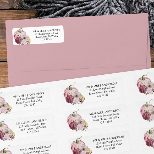 Automne Citrouille Rustique Rose Aquarelle Adresse (Fall address labels from my Little Pumpkin collection)