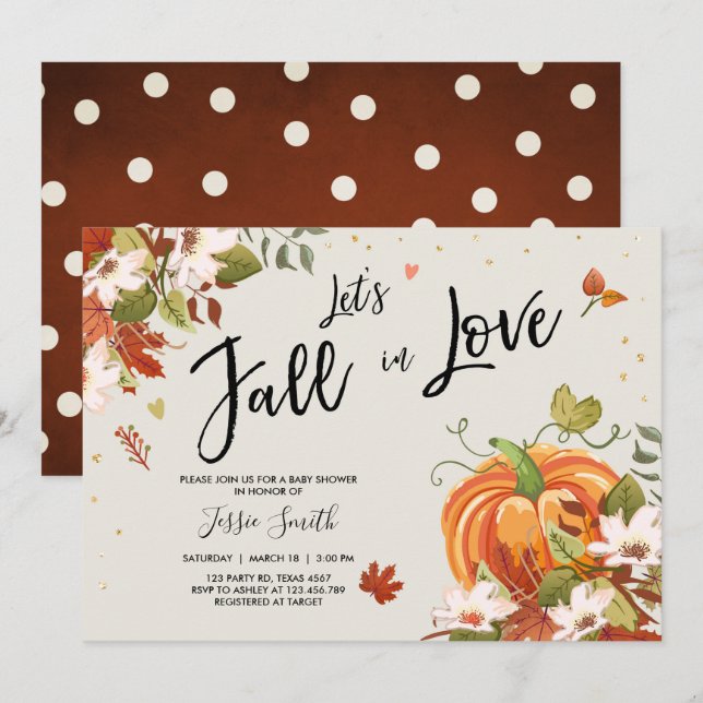 Automne dans Love douche invitation bébé nuptiale  (Devant / Derrière)