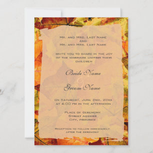 Automne des invitations de mariage feuilles coloré