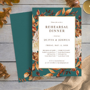Automne Dîner de répétition Turquoise Invitation