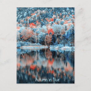 Automne en bleu carte postale
