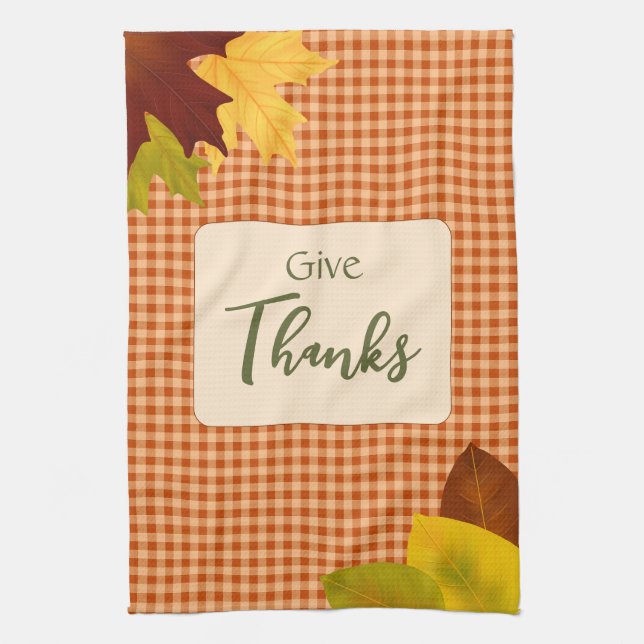 Automne En vichy Serviette de cuisine Thanksgiving (Vertical)
