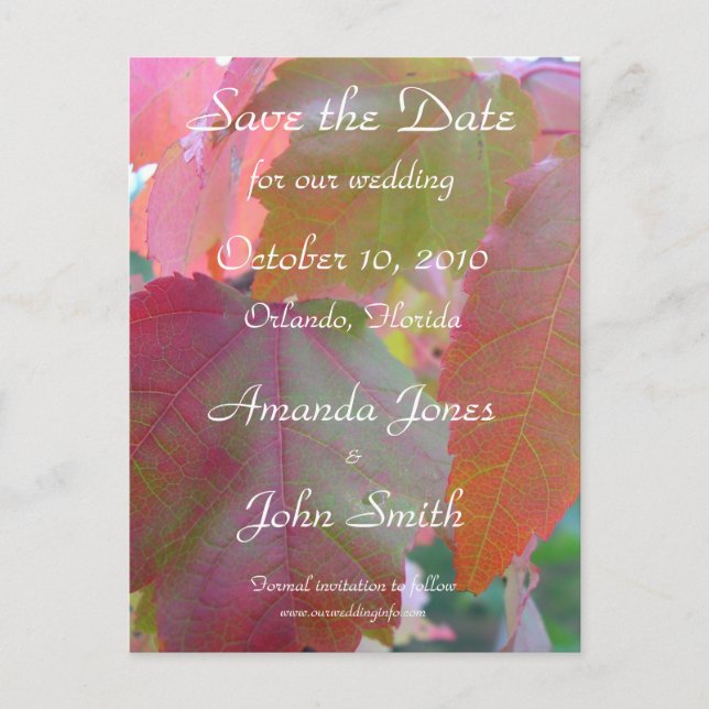 Automne Enregistrer la date Carte postale (Devant)