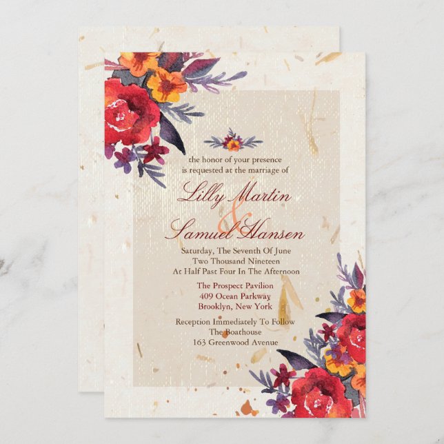 Automne Essence Mariage Invitations (Devant / Derrière)