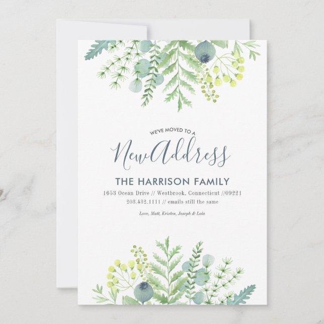 Automne Eucalyptus Floral Moving Faire-part (Devant)