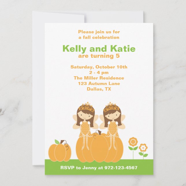 Automne Fairy Princess Invitations (Devant)