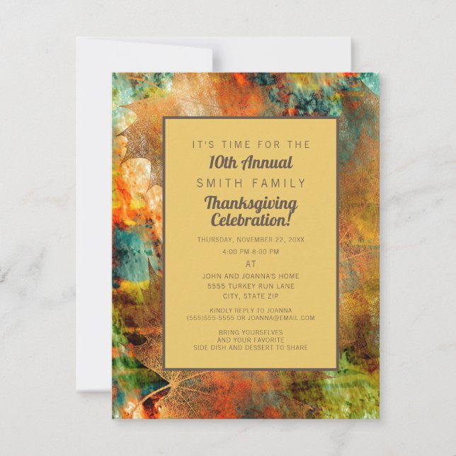 Automne Famille Thanksgiving Dîner Invitation (Devant)