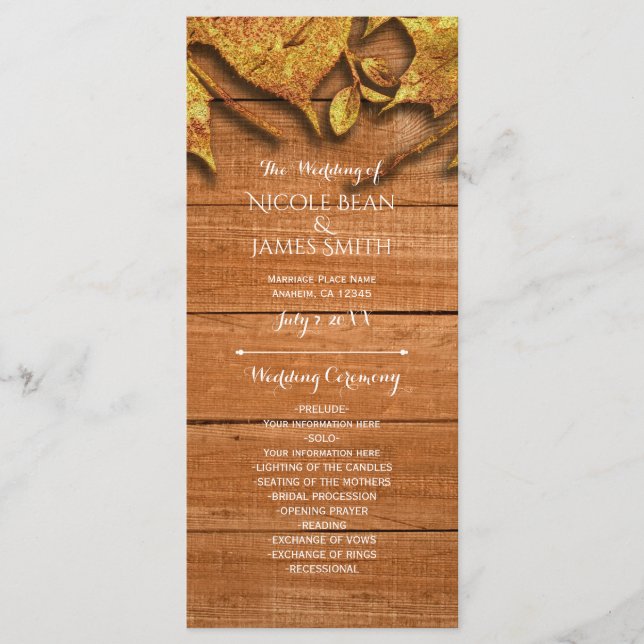 Automne Faux Gold Leaf Art Élégant programme d'aut (Devant)