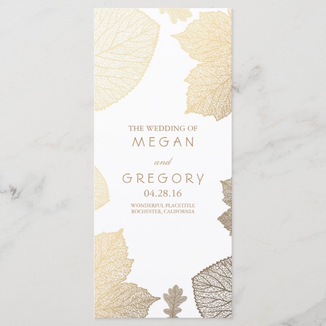 Automne Feuille d'or White Wedding Programmes (Devant)