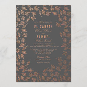 Automne Feuille gris Faire-part de mariage