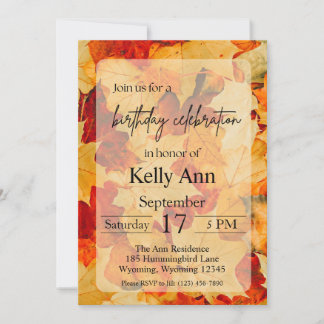 Automne Feuilles Anniversaire Invitation
