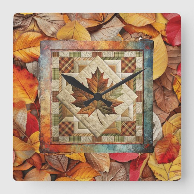 Automne Feuilles Automne Horloge murale (Recto)