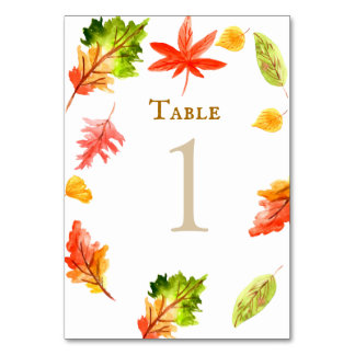 Automne Feuilles automne mariage carte numéro de t