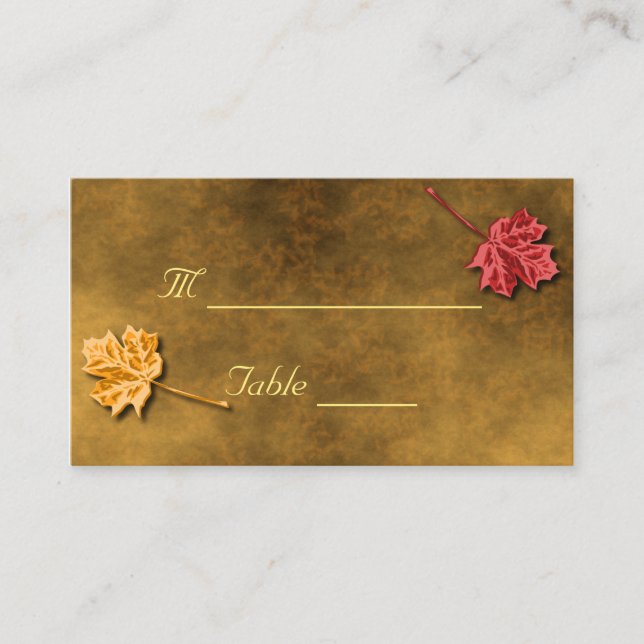 Automne Feuilles Carte de visite Cartes de Place (Devant)