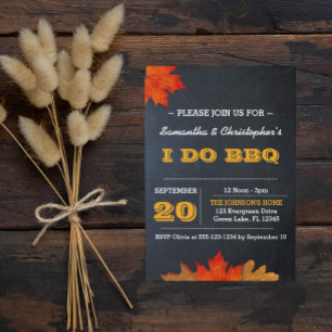 Automne Feuilles Chalkboard I Do BBQ Invitations