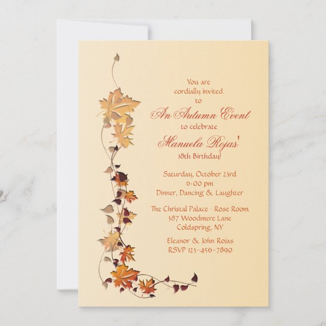 Automne Feuilles Coin Invitation (Devant)