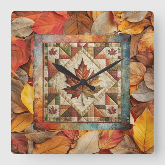 Automne Feuilles Colorées Automne Horloge murale (Recto)