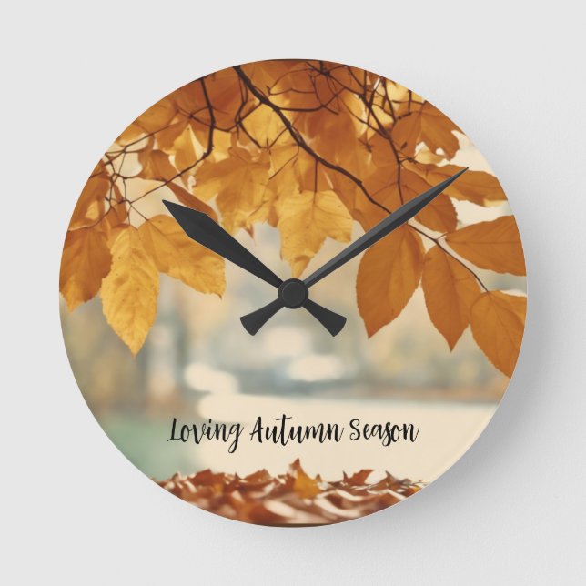 Automne Feuilles de la nature paysage Horloge rond (Recto)