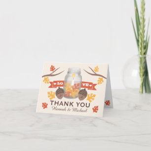 AUTOMNE FEUILLES MASON JAR MARIAGE MERCI