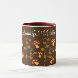 Automne Feuilles Mug de champignons avec nom modif