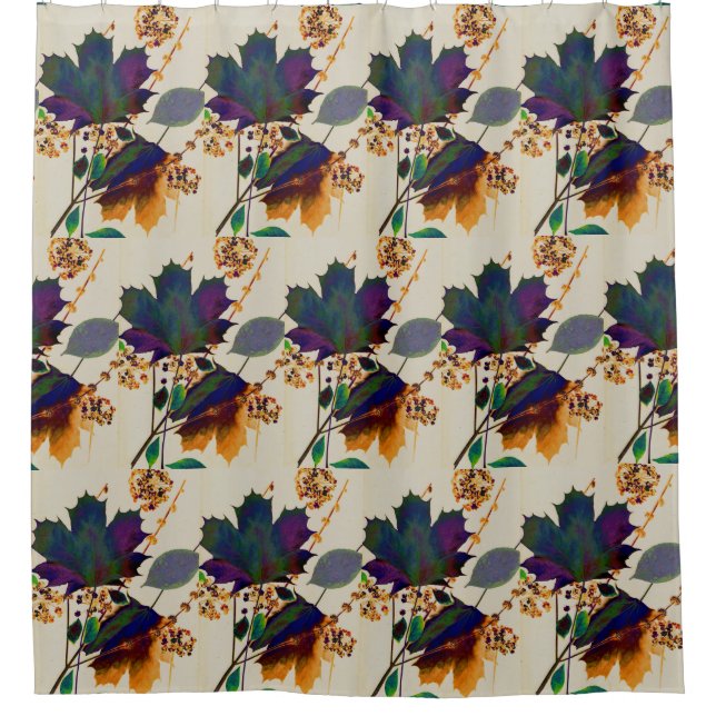Automne Feuilles Royal Colonnes Douche Rideau (Devant)