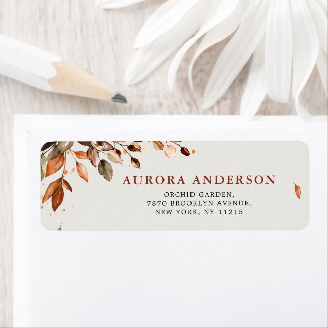 Automne Feuilles Russe Mariage Adresse de retour (En situation)