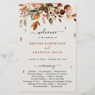 Automne Feuilles Russe Mariage campagnard Programm