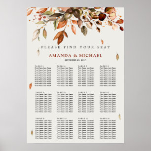 Automne Feuilles Rustiques Mariage Tableau de sièg