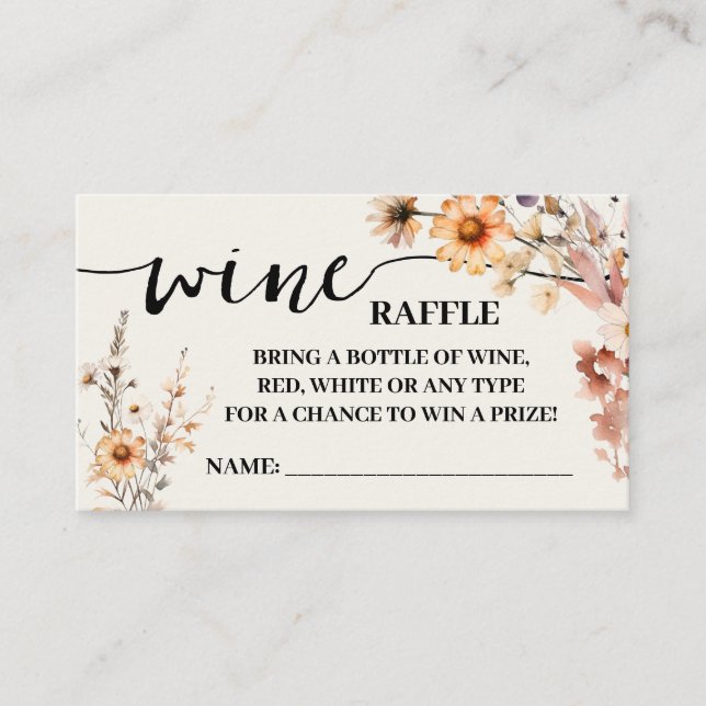 Automne Fleur sauvage Raffle Vin Ticket Carte Douc (Devant)