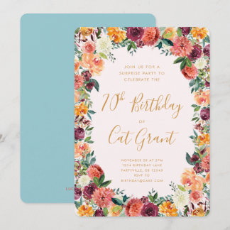 Automne Floral Anniversaire Invitation N'importe q