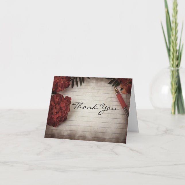 Automne Floral avec stylo et Merci Mariage papier (Devant)