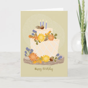 Automne Floral Carte de gâteau d'anniversaire -Gre