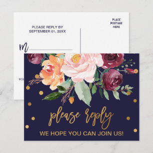 Automne Floral Chanson Demande RSVP Carte Postale