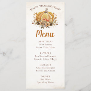 Automne Floral Citrouille Thanksgiving Dîner Menu