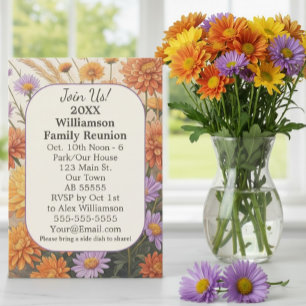 Automne Floral Daisy Card Carte famille Réunion