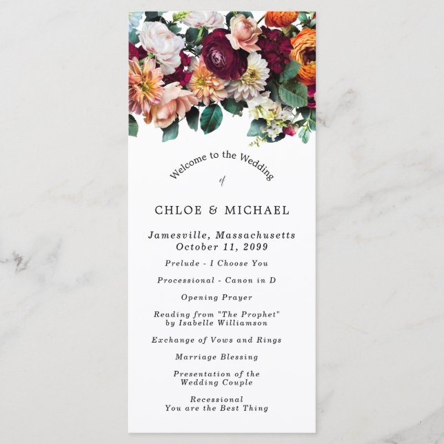 Automne Floral do-it-yourself programme de mariage (Devant)