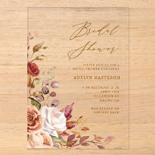 Automne Floral Élégant Bridal Douche Invitation