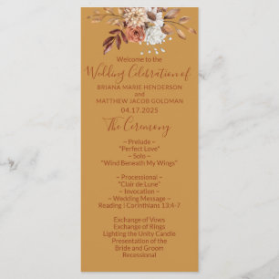 Automne Floral Gold Wedding Programme