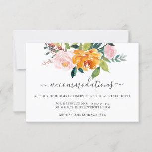 Automne Floral Mariage Carte d'hébergement