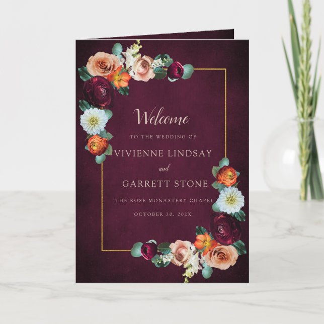 Automne Floral Mariage Programme de livret (Devant)