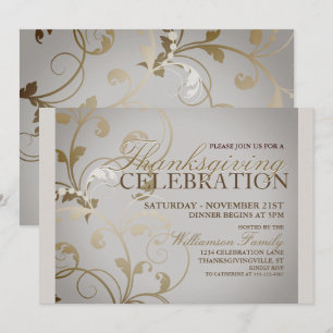Automne Floral Thanksgiving Dîner Invitation